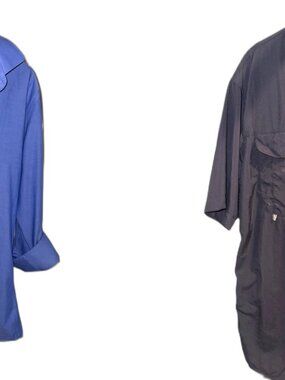 Men's Button-Down Shirt Bundle – Blue (Neck 15.5) + Magellan Black (Size S)